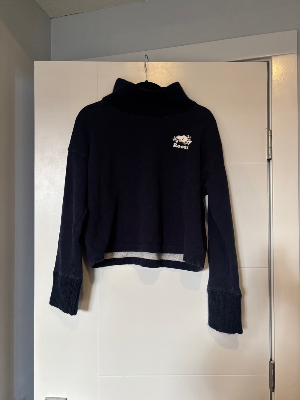 Roots Navy Cropped Turtleneck Sweater